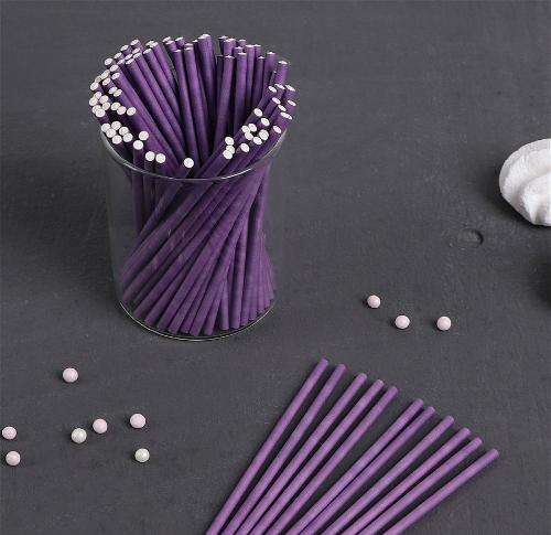 Бумажные палочки для  кейк попсов 4*200мм*100шт, фиолетовый
