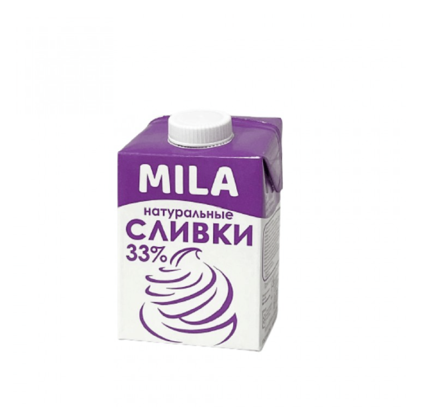 Сливки 33% Mila 500мл