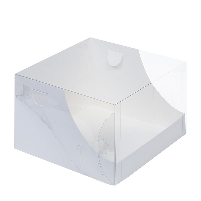 Коробка под торт с пластиковой крышкой 205*205*140 (белая)