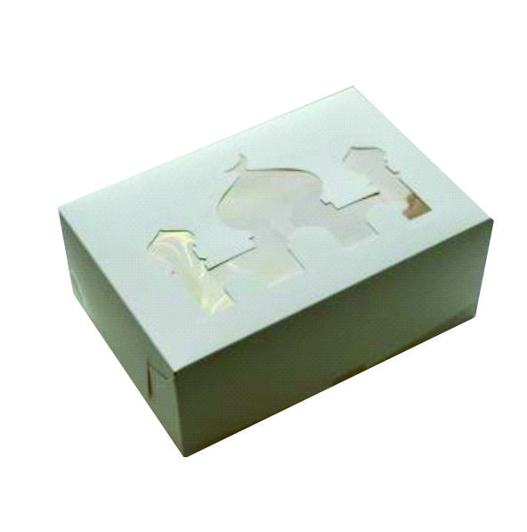 Коробка "Мечеть" для 6 капкейков с окном и ложементом, белая 235*160*100мм