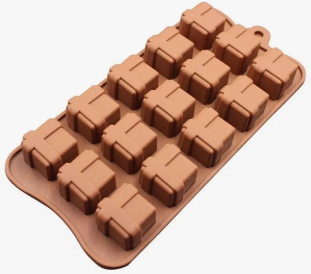 Форма силиконовая для шоколадных конфет "Подарочная коробка" 15 ячеек