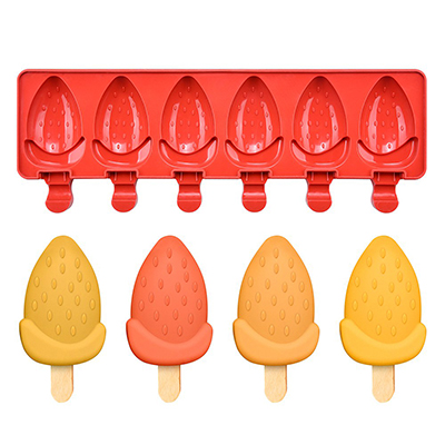 Форма силиконовая для мороженого "Клубника" 6 ячеек