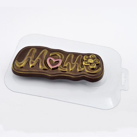 Форма пластиковая для шоколада "Маме Сердце и Цветок"
