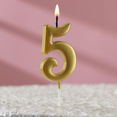 Свеча для торта цифра 53*33мм №5 золото