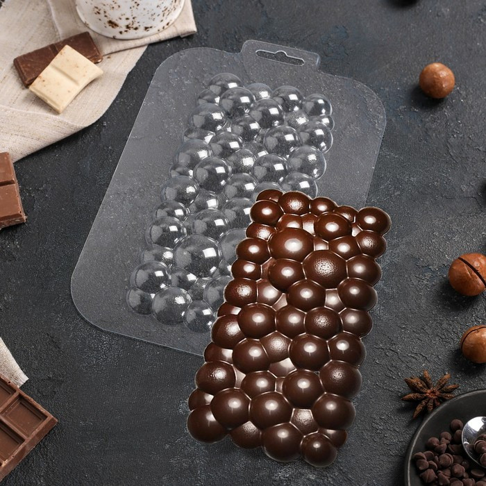 Форма пластиковая для шоколада "Плитка пузырьки", VTK